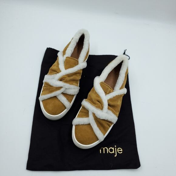 Maje Suede trainers with shearling bow - Picture 1 of 11